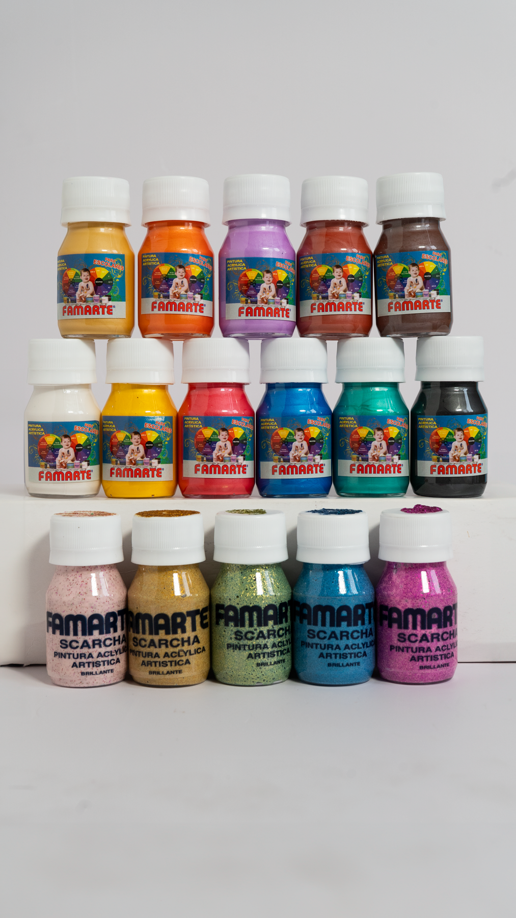 PINTURAS ACRÍLICAS ESCOLARES FAMARTE – ESCARCHADAS Y PERLADAS - Imagen 2