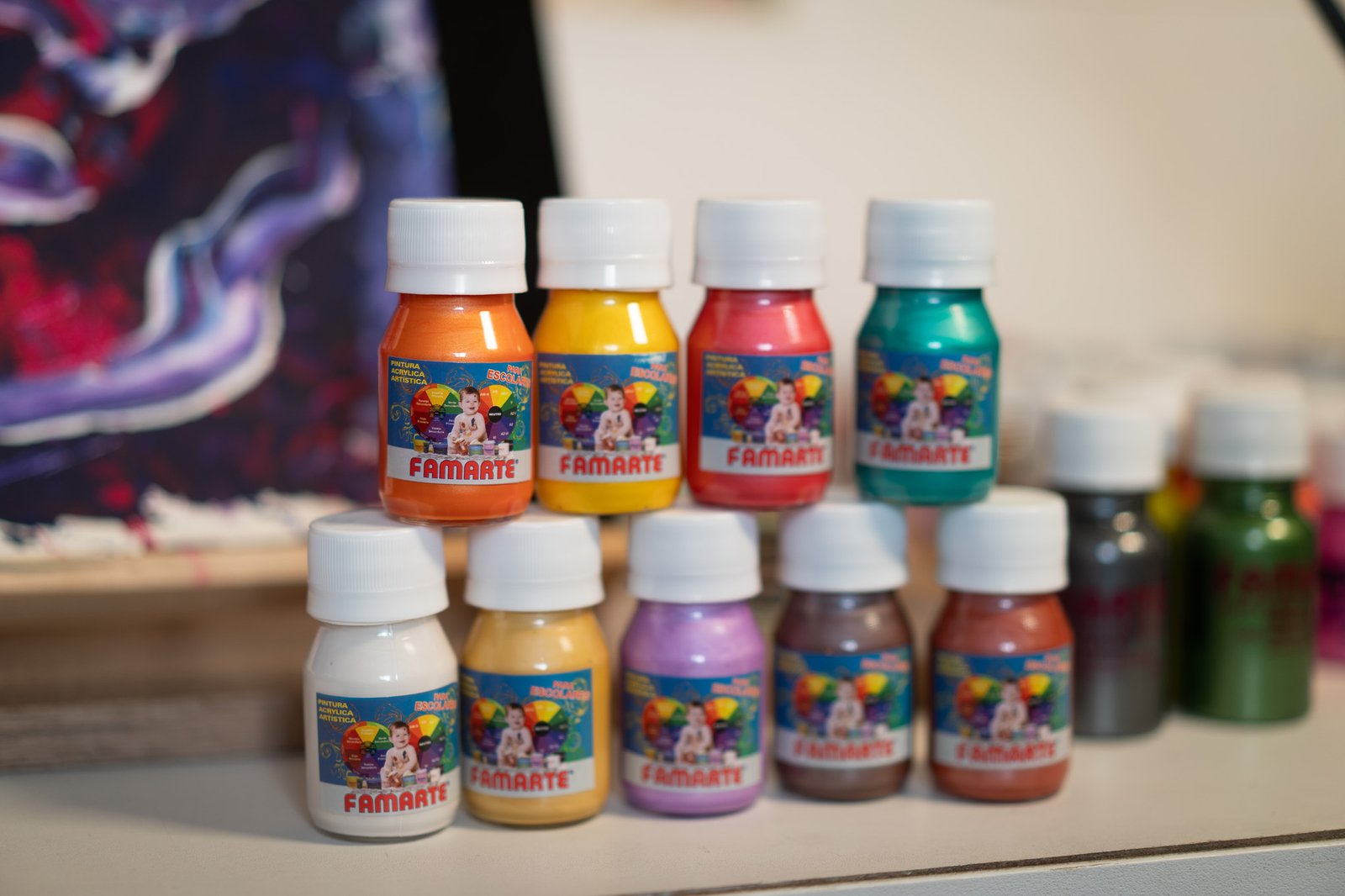 PINTURAS ACRÍLICAS ESCOLARES FAMARTE – ESCARCHADAS Y PERLADAS - Imagen 7