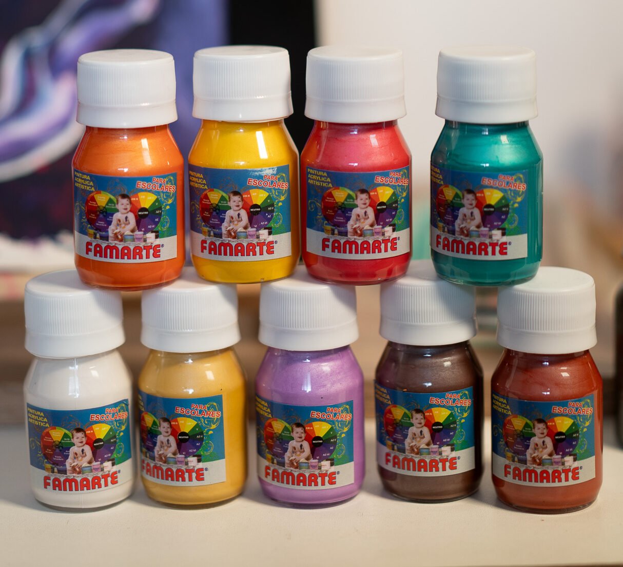 PINTURAS ACRÍLICAS ESCOLARES FAMARTE – ESCARCHADAS Y PERLADAS - Imagen 5